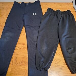 Under Armour Kids Black Baseball Pants Lot, Medium